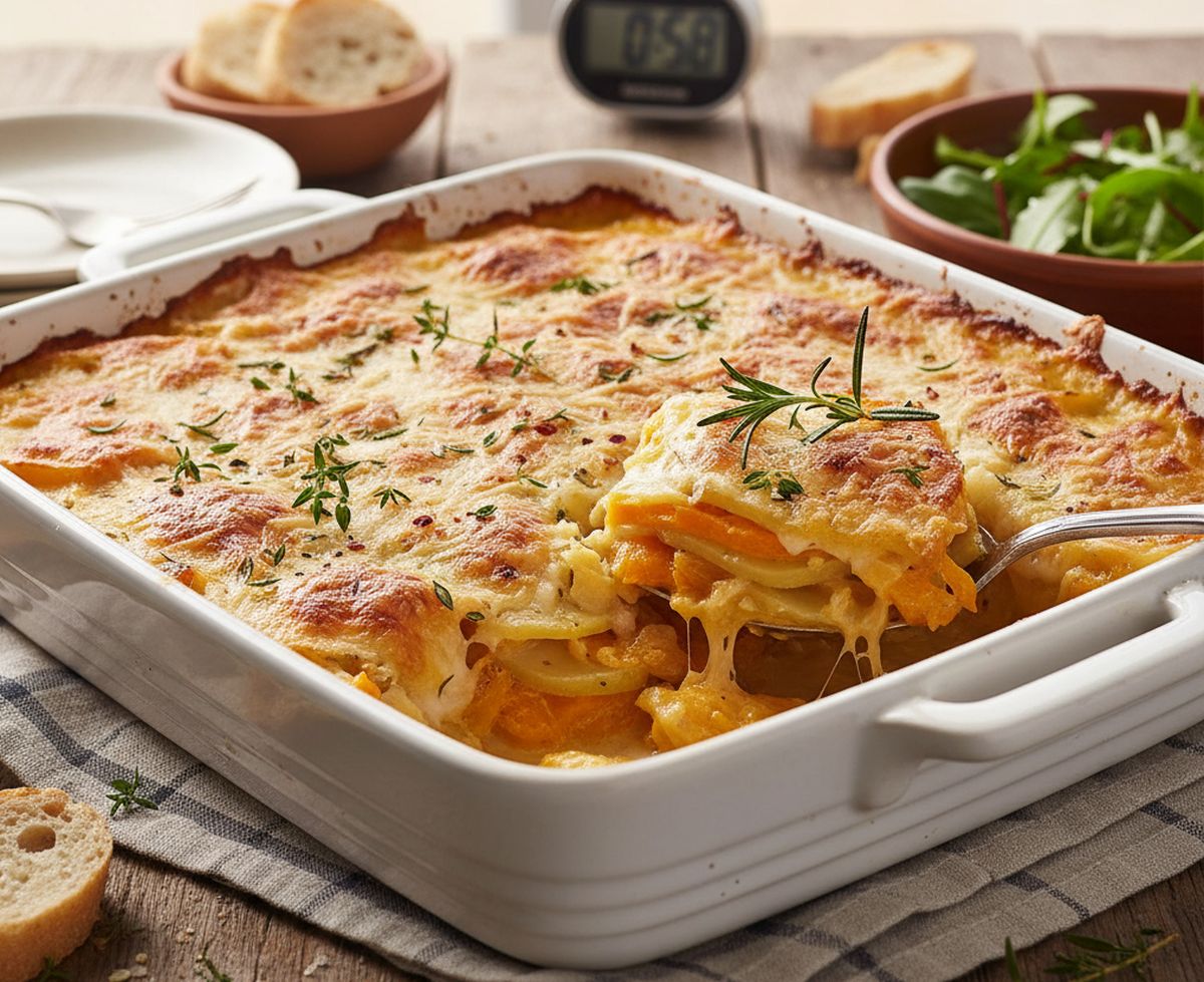 Recette de gratin de potiron et pommes de terre facile en 1 heure