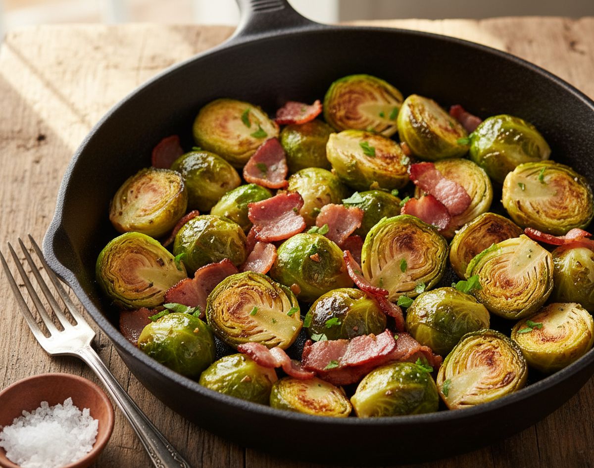 Recette poêlée de choux de Bruxelles aux lardons