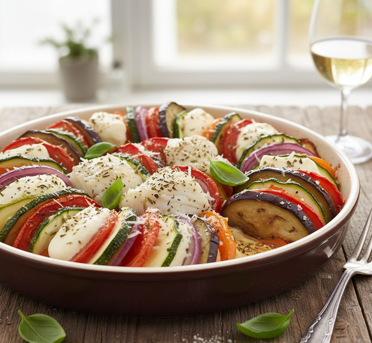 Tian de légumes mozzarella cabillaud recette simple et gourmande
