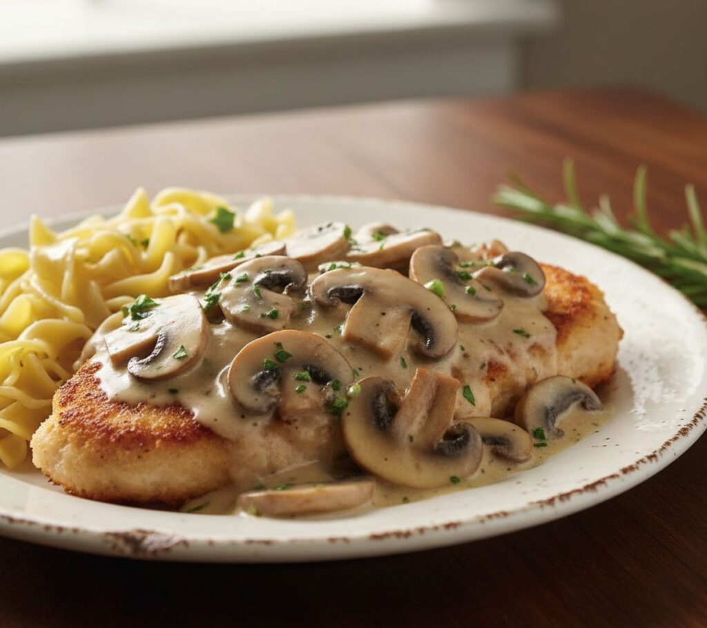 Recette escalope de poulet à la crème et champignons simple et ...