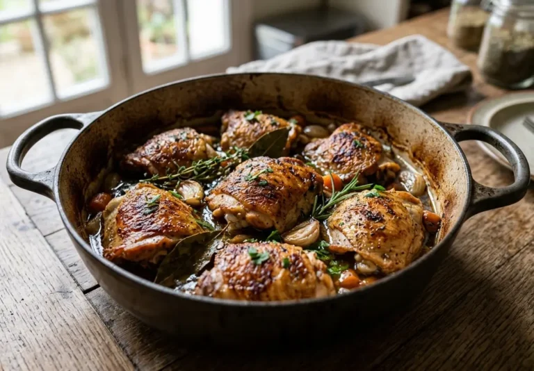 Cuisses de poulet en cocotte en fonte : recette fondante et temps de cuisson